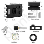 Plantex Brass Tri-Bolt Lock For Main Door/Heavy Duty Door Lock With 4 Keys/Suitable On Single Door For Home/Office/Hotel - Pack Of 1 (Z-Black)