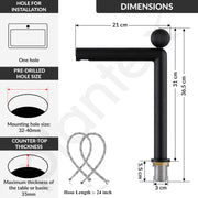 Plantex Brass Wash Basin Mixer Tap/Thermostatic Hot & Cold Basin Mixer Faucet/Deck Mount Pillar Spout for Bathroom Sink - Pack of 1 (APS-4602, Black Matt)