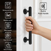 Plantex 8 Inch Pull-Push Door Handle/Stainless Steel Main Door Handle/3 Years Warranty Pack of 2 (S-142, Black)