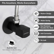 Plantex Single Lever Angle Valve for Bathroom with Brass Spindle/Angle Cock/Single Way Cock with Teflon Tap for Kitchen - Pack of 1 (Black)