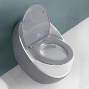 Plantex Imported Commode/Ceramic Rimless 2D Siphonic Flush Western Commode/Bathroom Commode with Soft Closing Toilet Seat Cover - S Trap (White & Grey)