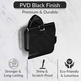 Plantex J4 Stainless Steel Toilet Paper Holder for Bathroom/Tissue Holder for Washroom/Toilet roll Holder for Wall Mounted/Bathroom Accessories (PVD Black Finish) Angel