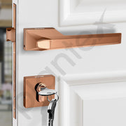 Plantex Door Handle for Home Main Door/Door lock with handle/Mortise Lock with 3 computerized Brass keys/14 inch Pull-Push Handle/Door Hardware - Combo (Rose Gold)