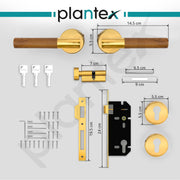 Plantex Premium Door Lock with 3 Years of Warranty/Main Door Lock for Home/Mortise Lock for Door - Main Door Lock Set (PVD Gold & Wood Finish)