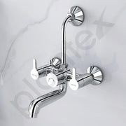 Plantex Pure Brass Wall Mixer for Bathroom 2 in 1 with L-Bend Provision for Overhead Shower/Mixer Tap for Bathroom with Water Saving Nozzle Aerator - 7 Year Warranty by Plantex (Ore-1420, Chrome)
