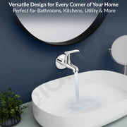 Plantex Bib Cock Water Tap for Bathroom with Water Saving Aerator/Wall Mount Tap for Wash Basin with Teflon Tape & Wall Flange, Chrome (3502, Chrome)