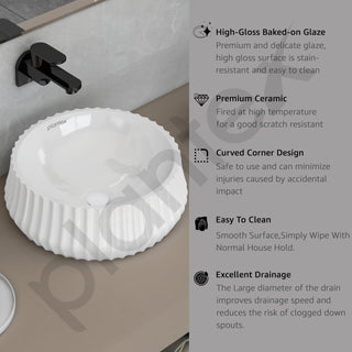Plantex Ceramic Basin/Countertop Vessel Sink/Tabletop Wash Basin/Washbasin for Bathroom with 10 Years Glaze Warranty by Plantex (White Glossy - 14 x 14 x 5 Inch)
