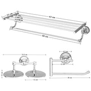 Plantex 304 Grade Stainless Steel Bathroom Accessories Set of 3 - Towel Organizer/Napking Hanger/Dual Soap Holder for Bathroom - Skyllo (Chrome)