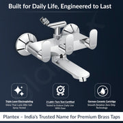 Plantex Pure Brass Telephonic Wall Mixer with Crutch Arranging of Hot & Cold Water/Mixer Tap for Bathroom with Water Saving Aerator and Brass Wall Flange -(Orn-217-Chrome)