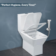 Plantex Hygienic Toilet Combo/ Polypropylene Toilet Seat Cover/Health Faucet Set with 1.20 meter Hose Pipe for Toilet with Wall Hook - Combo (Chrome)