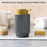 Plantex Soap Dispenser for Washbasin Ceramic/Hand Wash Soap Dispenser for Bathroom with ABS Material Head Pump Bathroom Accessories - Grey & Gold (Pack of 1)