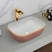 Plantex Ceramic Washbasin for Bathroom/Table Top Wash Basin/Countertop Vessel Sink Basin - Indo-European Collection - (NC-104,18 x 13 x 5 Inch)