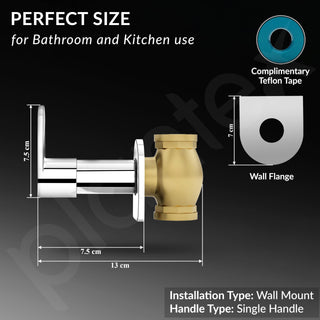 Plantex Pure Brass ORN-206 Angular Concealed Stop Cock/Concealed Stop Valve Tap For Bathroom With Teflon Tape & Adjustable Brass Wall Flange - 15mm (Mirror-Chrome Finish)