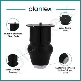 plantex 4 Inch Sofa Legs for Bed Furniture/Sofa Legs for Table/Sofa Support Legs with Rubber Grip (Black Finish, 6 Pcs)