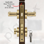 Plantex Door Lock - Main Door Lock Set with Keys/Mortise Door Locks for Home/Office/Hotel - Pack of 1 (OHMH-81, Brass Antique)