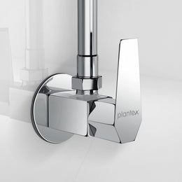 Plantex Angle Valve with Wall Flange & Teflon Tap/Angle Cocke for Bathroom/Bathroom Accessories -Chrome (Celesiya-1244)