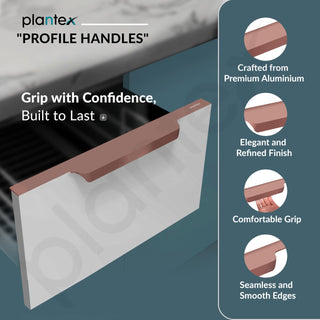 Plantex Profile Handle for Kitchen Cabinet/16 Inch Alluminium Drawer Profile Handle/Wardrobe Pull Handle for Home/Office/Hotel - Pack of 2 (Rose Gold)