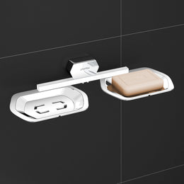 Plantex 304 Grade Stainless Steel Double Soap Dish for Bathroom/Soap Case/Soap Stand/Soap Holder/Bathroom Accessories - Pack of 1 (Delta - Chrome)