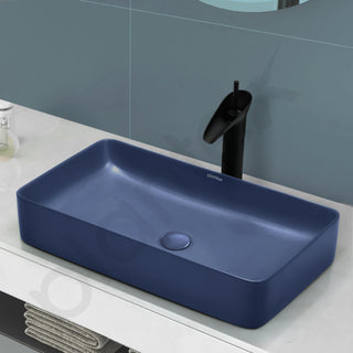 Plantex Basin for Bathroom/Ceramic Table Top Wash Basin/Over Counter Washbasin for Restaurant/Hotel (Matt Blue - 24 x 14 x 4.5 Inch)