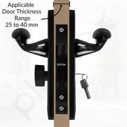 Plantex Heavy-Duty Door Lock Handle Set/Main Door Lock with 6-Lever Lock Mechanism/Mortise Lock with 3 Keys, Brass Lockbody & Cylinder (8134 - DC-Black & Z-Black)