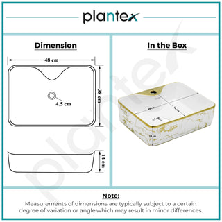 Plantex Table Top Washbasin For Bathroom/Designer Ceramic Basin/Countertop Vessel Sink Basin - Indo-European Collection (EQTT-224, 19 x 15 x 5.5 Inch)