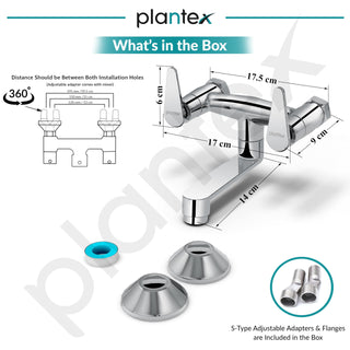 Plantex Pure Brass LEA-716 Non Telephonic Wall Mixer with Water Saving Faucet Nozzle/Mixer Tap for Bathroom with Brass Wall Flange-7 Year Warranty by Plantex (Mirror Chrome)