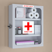 Plantex GI Steel First Aid Box Empty/Medicine Box for Home/Emergency Medical Box for Medicine Storage for School, Office, Factories with Multi Compartments & Clip Lock - Wall Mountable (White)