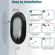 Plantex Resin Frame LED Bathroom Mirror/Designer Mirror for Living Room/Bathroom Mirror with LED Light/Dressing Room - Capsule Shape (Black, 32 x 24 Inch)