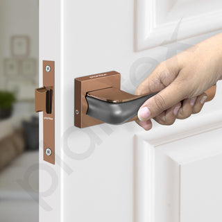 Plantex Heavy Duty Door Lock – Bathroom Door Lock/Mortise 8inch Keyless Handle Set for Home/Bathroom/Store Room/Balcony/Office with Baby Latch (7086, PVD Choco & Satin Black)