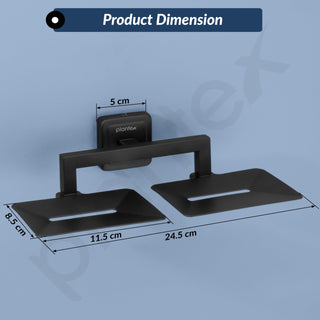 Plantex 304 Grade Stainless Steel Black Dual Soap Holder for Bathroom/Double Soap Dish/Soap Stand/Soap Case/Bathroom Accessories - Decan (Black)