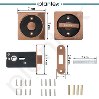 Plantex Door Lock for Bathroom/Latch Lock for Home/Bedroom/Bathroom/Door Chitkani/Bbay Latch for Bathroom - (DTM-620, PVD Rose Gold and Black)