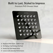 Plantex Stainless Steel Overhead Shower 4 x 4 inch with Water-Saving Technology/High pressure Rain Shower Head without Arm/Bathroom Shower -(Ultra Slim-PVD Black)