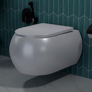Plantex Imported Ceramic Wall Mounted Commode/Rimless Washdown Western Commode Toilet/Western Toilet with Soft Close Seat Cover - P Trap (Matt Grey)