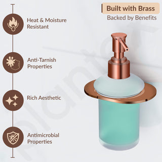 Plantex Smero Pure Brass Made Handwash Holder for wash Basin/Liquid Soap Dispenser/Shampoo Dispenser - Smart (PVD Rose Gold)