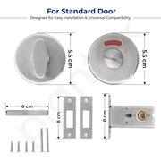 Plantex Bathroom Indicator with Lock/Stainless Steel Red and Green Indicator Keyless Door Lock/Round Toilet Partition Door Lock - Pack of 1 (Matt)