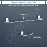 Plantex Parv 304 Grade Stainless Steel Towel Rod for Bathroom/Soap Holder/Napkin Ring/Tumbler Holder/Robe Hook/Bathroom Accessories - Chrome