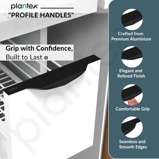 Plantex Profile Handle for Kitchen Cabinet/10 Inch Alluminium Drawer Profile Handle/Wardrobe Pull Handle for Home/Office/Hotel - Pack of 5 (Black)