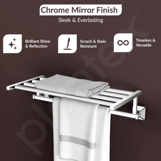 Plantex 304 Grade Stainless Steel Towel Rack for Bathroom/Towel Rod/Towel Hanger/Bathroom Accessories - Squaro (18-Inch) Chrome