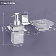 Plantex 304 Grade Stainless Steel Soap Dish/Glass Soap Holder/Liquid Soap Dispenser/Shampoo Dispenser for Bathroom/Bathroom Accessories (Crystal -Chrome)