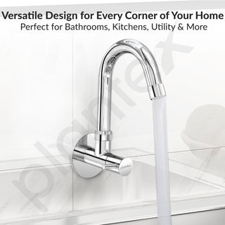 Plantex Kitchen Taps for Home Sink with Water Saving Nozzle/High Arc 360° Swivel Spout for Sink Tap with Brass Wall Flange-7 Year Warranty by Plantex -(ICO-910-Chrome).