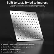 Plantex Stainless Steel Shower Head for Bathroom/8 x 8 inch Square Overhead Shower without Arm/Adjustable Bathroom Shower-(Ultra Slim-Chrome)
