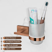 Plantex 304 Grade Stainless Steel Toothbrush/Paste and Tumbler Holder for Bathroom and Wash Basin/Bathroom Accessories - Benz (Rose Gold)