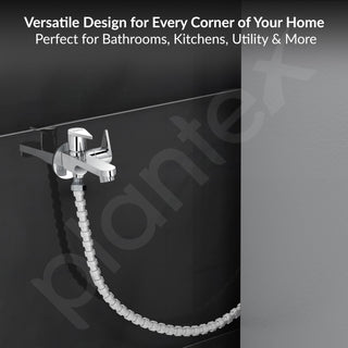 Plantex Pure Brass 2 in 1 Tap for Washing Machine with Water Saving Aerator/2-Way Bib Cock for Bathroom with Brass Wall Flange & Teflon Tape -7 Year Warranty-(PAC-1807-Chrome)