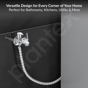 Plantex Pure Brass 2 in 1 Tap for Washing Machine with Water Saving Aerator/2-Way Bib Cock for Bathroom with Brass Wall Flange & Teflon Tape -7 Year Warranty-(PAC-1807-Chrome)