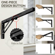 Plantex 20 Inch Foldable Shelf Bracket/GI Steel Multipurpose Bracket/L Bracket/Space Saving Bracket for Wall/Folding Table Bracket for Home & Office (Pair of 1, Black)
