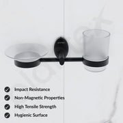 Plantex 304 Grade Stainless Steel Soap and Brush Holder Stand for Bathroom and Wash Basin/Bathroom Accessories - Oreva (Black)