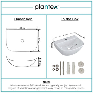 Plantex Ceramic Wall Hung Basin/Washbasin for Bathroom/Wall Mounted Basin/Sink for Bathroom/Living Room (Orchid - White)