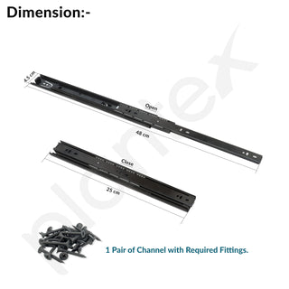 Plantex Drawer Channel/Regular Close Ball Bearing Slider Drawer Channel for Home, Kitchen & Wardrobe/Channel for Drawer (10-Inch,Black) Pair