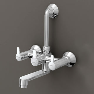 Plantex Pure Brass 2 in 1 Wall Mixer L-Bend Provision for Overhead Shower with Brass Wall Flange & Teflon Tape/Mixer tap for bathroom (FLO-818-Mirror Chrome)