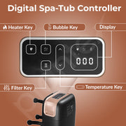 Plantex Inflatable Hot Tub/Round Portable Tub for 4 Person/Outdoor Spa Tub with 180 Air Bubble/Massage Tub with Control Panel - 71 x 26 Inch (Black & White)
